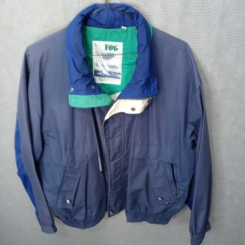 London Fog men's jacket full zip sz XL long. Blue